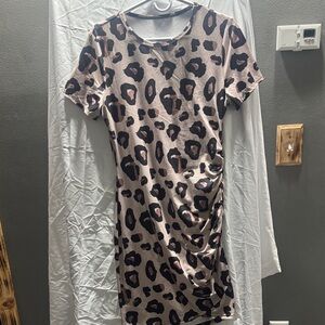 SHEIN Brown and Black Leopard Print Mini Dress